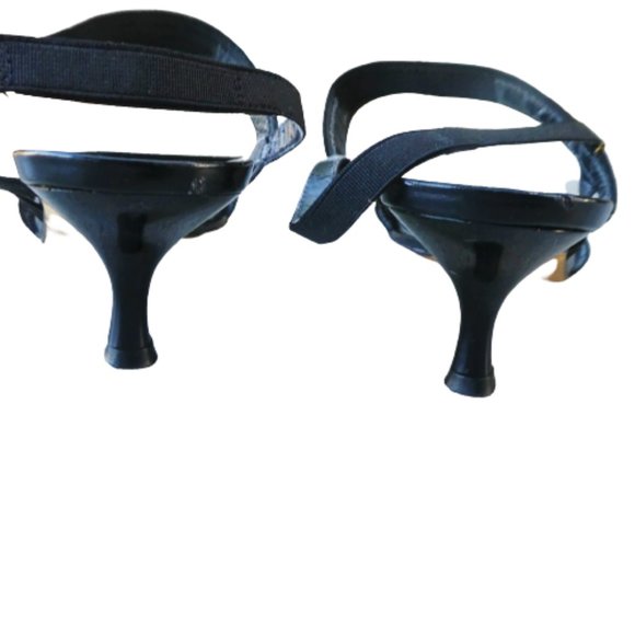 Stuart Weitzman Black Square Toe Heels Sandals Leather Sole Spain 7M - Picture 6 of 10